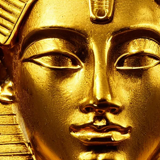 Image similar to an ancient roman gold coin with the face of a pharaoh, close up photo, ultra realistic, studio photo, bokeh.