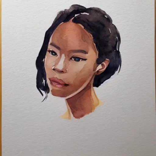 Prompt: watercolor art on paper, aquarius girl portrait, highly detailed, artstation, masterpiece, award - winning