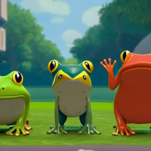 Image similar to frog pokemon, wes anderson, screenshot from pokemon sword and shield