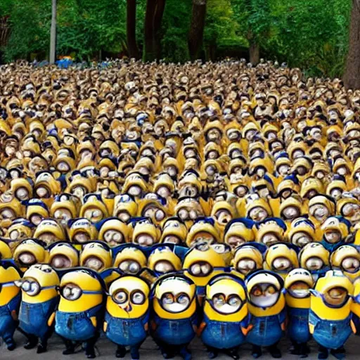 Image similar to 5 5 minions living. real photography, 8 k