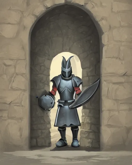 Prompt: Rabbit Knight guarding a door, digital painting, detailed concept art