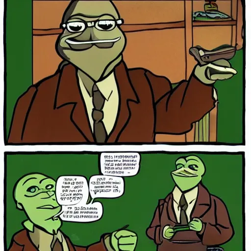 Prompt: pepe greentext as an old detective