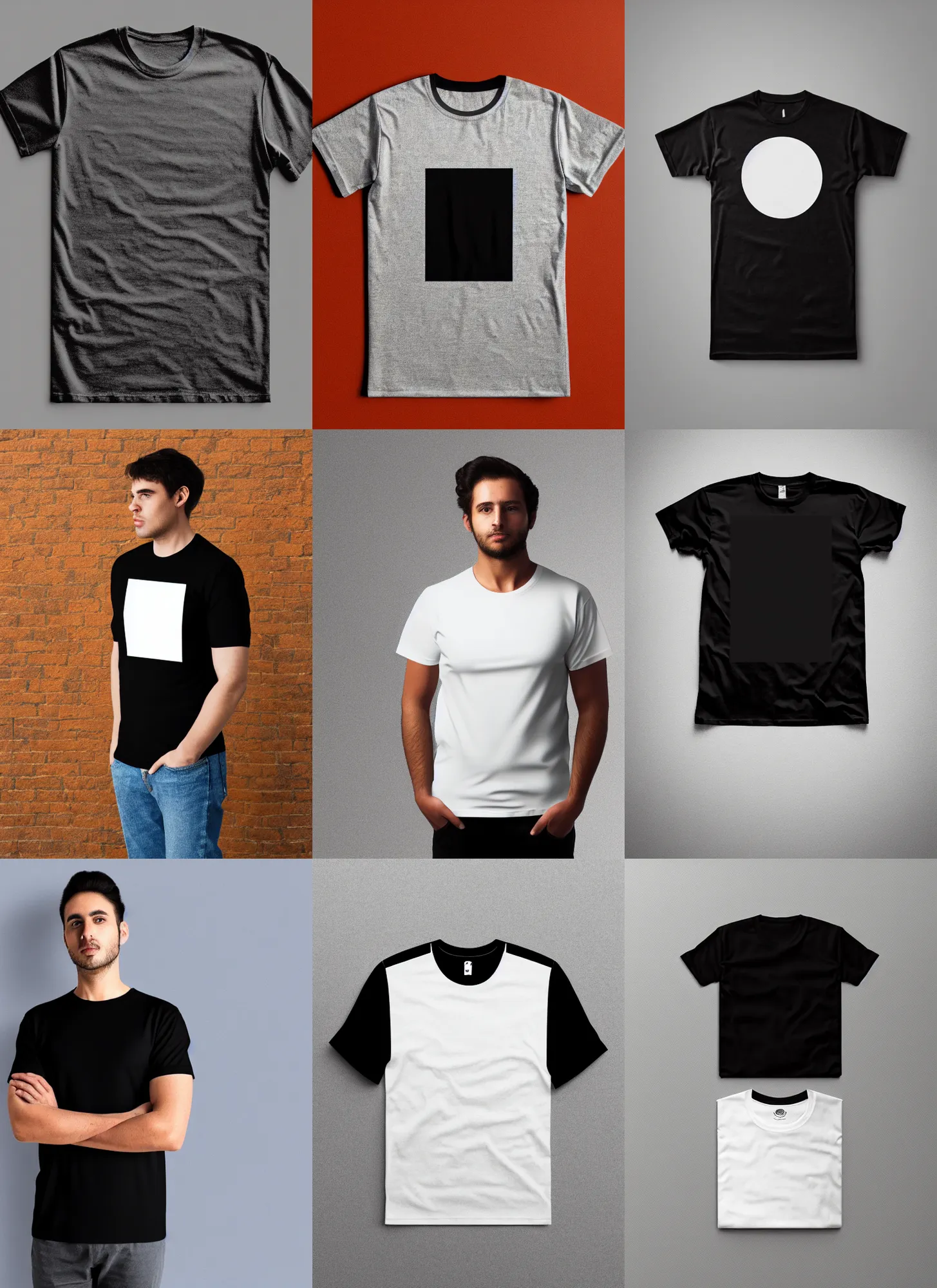 Prompt: mockup product photograph of a blank black tshirt