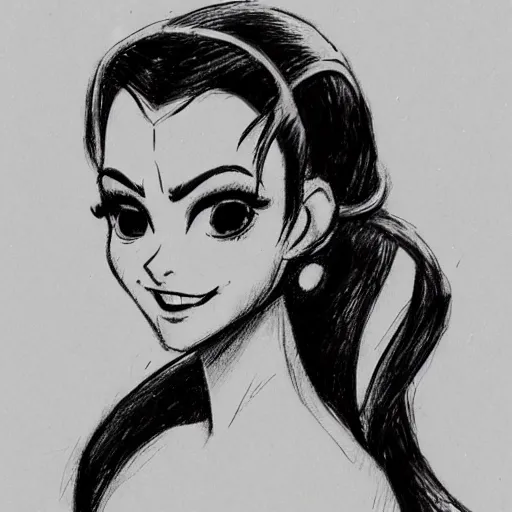 Image similar to milt kahl sketch of victoria justice with tendrils hair style as princess padme from star wars episode 3