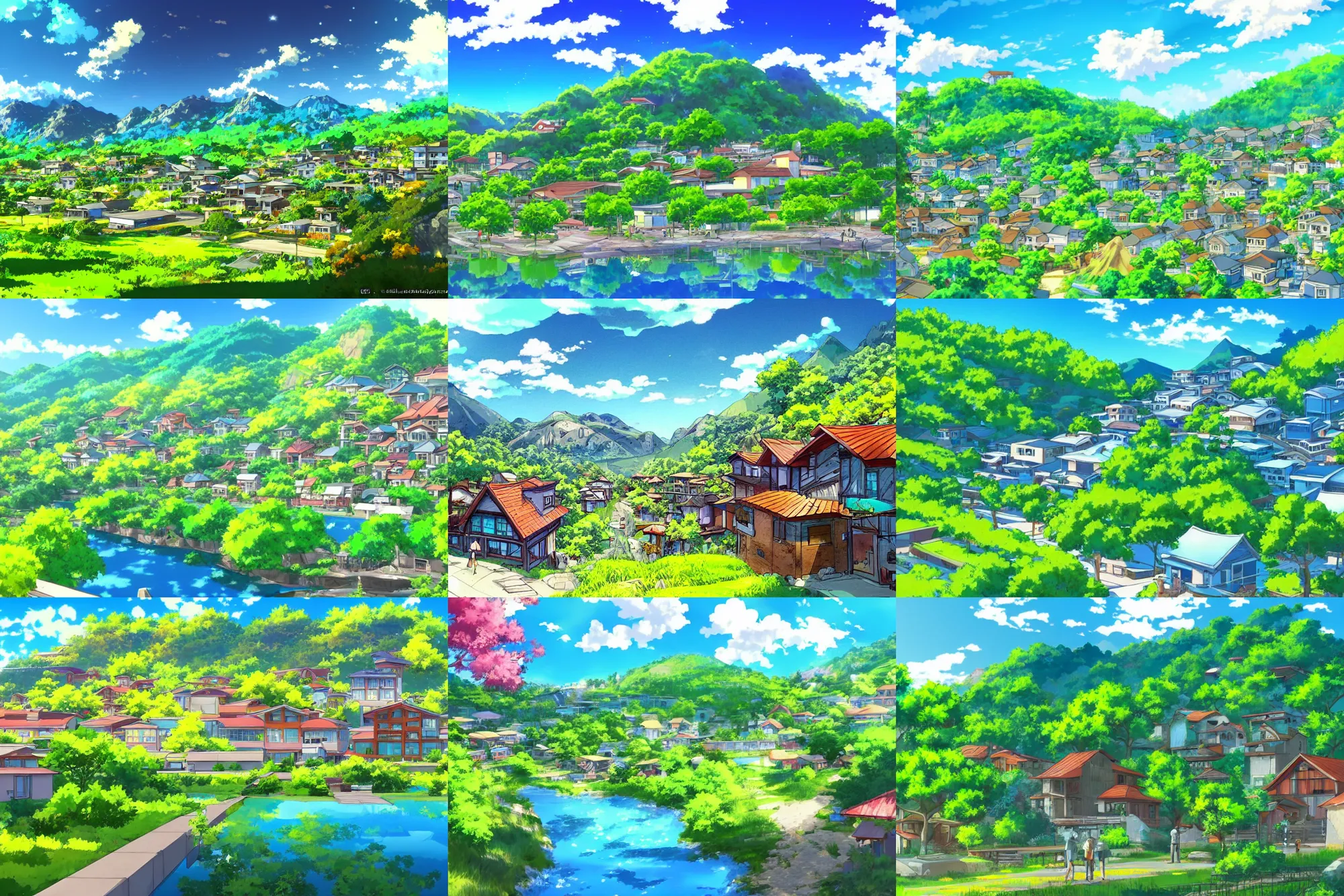 HD wallpaper: anime, cherry blossom, road, landscape, town | Wallpaper Flare