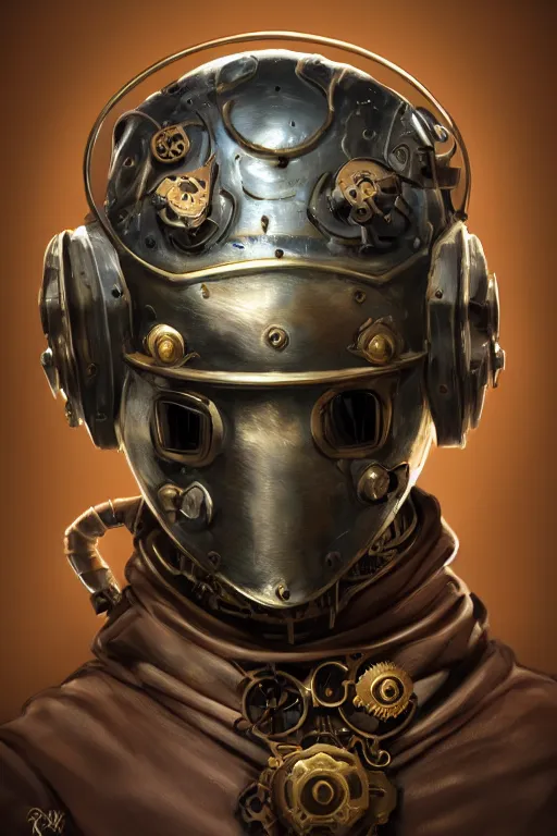 Image similar to steampunk helmet fantasy art mask robot ninja stylized digital illustration sharp focus, elegant intricate digital painting artstation concept art global illumination ray tracing advanced technology chaykin howard and campionpascale and cooke darwyn and davis jack