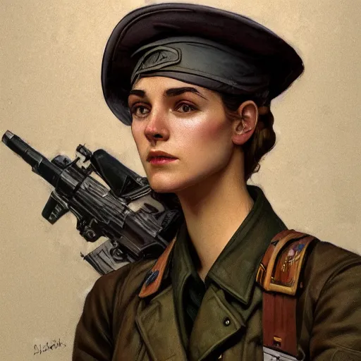 Image similar to a detailed matte painting of a cyborg velociraptor french resistance fighter wearing a beret, in nazi occupied france, 8 k, artstation, art by greg rutkowski and alphonse mucha