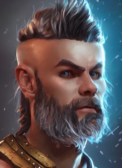 Image similar to A comic book style portrait painting of a fantasy warrior, unreal 5, DAZ, octane render