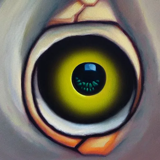 Image similar to creepy eye peeps through a hole in the wall, oil painting, highly detailed, photorealistic