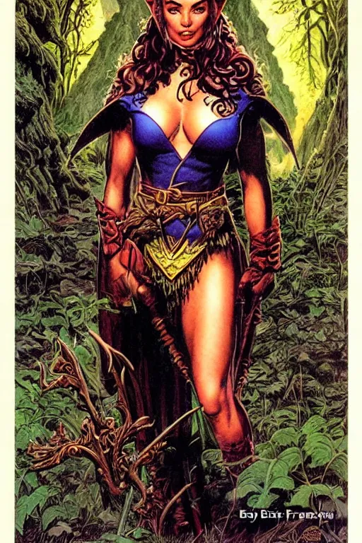 Image similar to A beautiful Elf woman by larry Elmore, Jeff easley and Frank Frazetta, and Boris Valejo