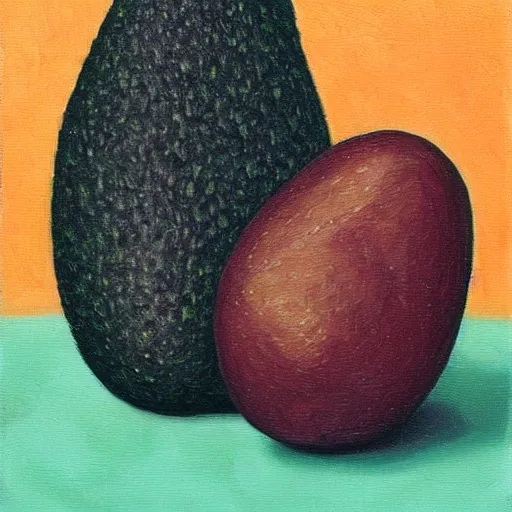 Prompt: surrealistic avocado on toast by renee magritte, oil on canvas