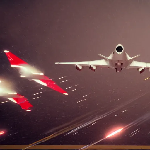 Image similar to 4 jets fly in the rain realistic award winning, trending on artstation, unreal engine