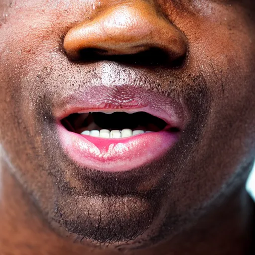 Image similar to black person stretching his bottom lip down showing his teeth