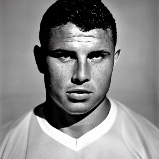 Image similar to real ronaldo by yousuf karsh, head and shoulders, faint smile