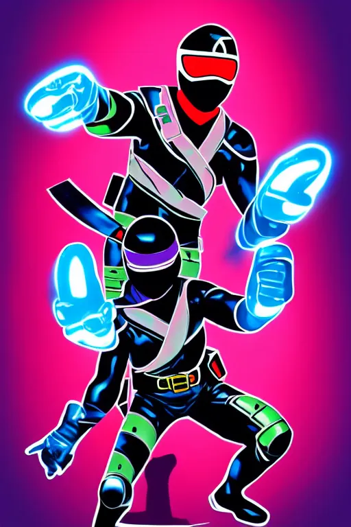 Image similar to ninja ranger mission on silent. pop art, no duplicate image, glowing lights, ultra details, digital painting, artstation, concept art, smooth, sharp focus, illustration, intecrate details, art by richard hamilton and mimmo rottela, pixels art by paul robertson