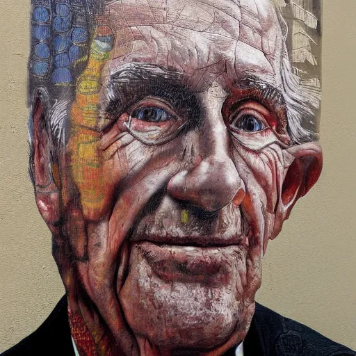 Image similar to street art rightful detailed portrait of dan myers at elderly age of 1 0 5