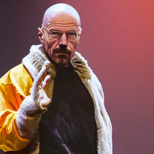 Prompt: Life Of Pablo concert but Walter White is on stage