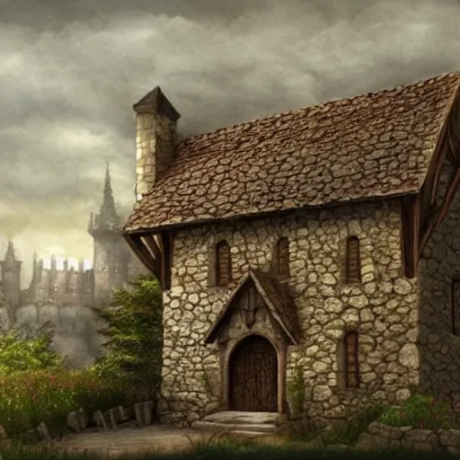 Prompt: beautiful concept art of a medieval house