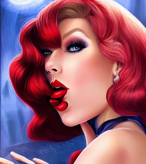 Image similar to Taylor Swift cosplaying as jessica rabbit, by artgerm, deviantart