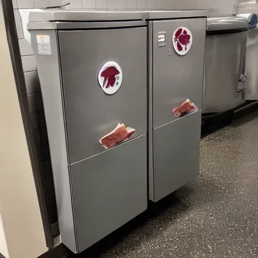 Prompt: commercial washroom hand dryer, metal vent, 🥓🥓🥓 dropping out