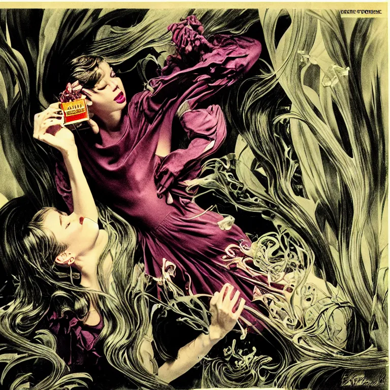 Prompt: fragrance advertising campaign by bernie wrightson