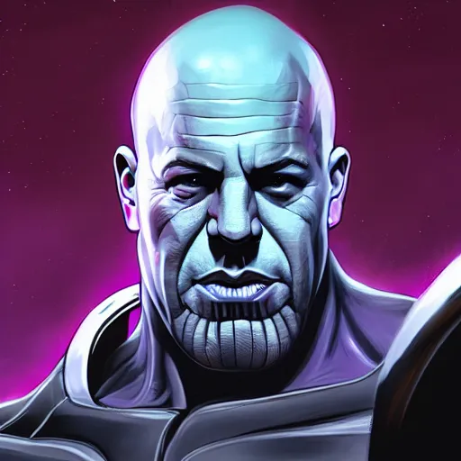 Image similar to thanos looking like vin diesel, realistic digital art, artstation, cinematic