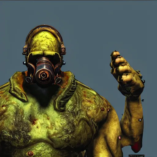 Image similar to fallout 4 super mutant but rendered in n 6 4 graphics.