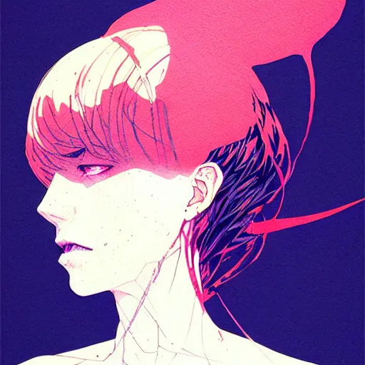 Prompt: portrait soft light, by killian eng and conrad roset, inspired by akira anime, etching, fine, sharp high detail, screen print,