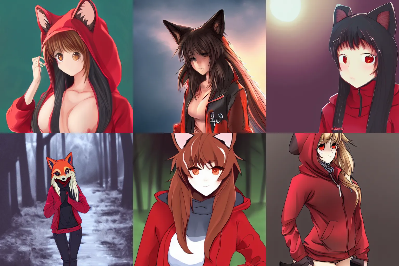 anthro female red wolf in a hoodie, anime, ultra HD, | Stable Diffusion