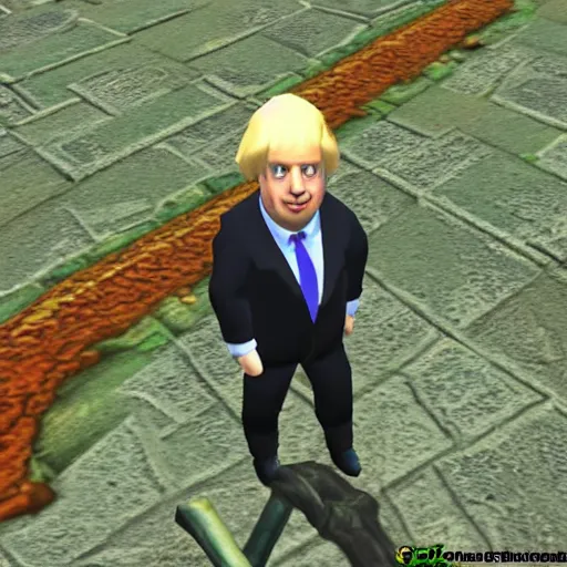 Prompt: Boris Johnson in Zelda 3d, gameplay footage