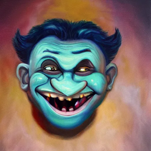 Image similar to an oil painting depicting trollface