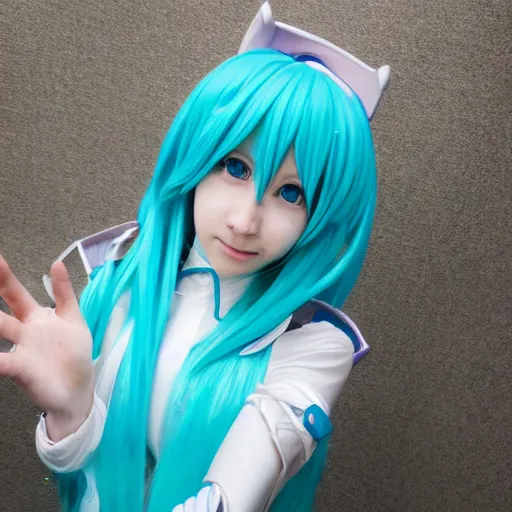 Prompt: photo of Hatsune Miku cosplay, high detailed