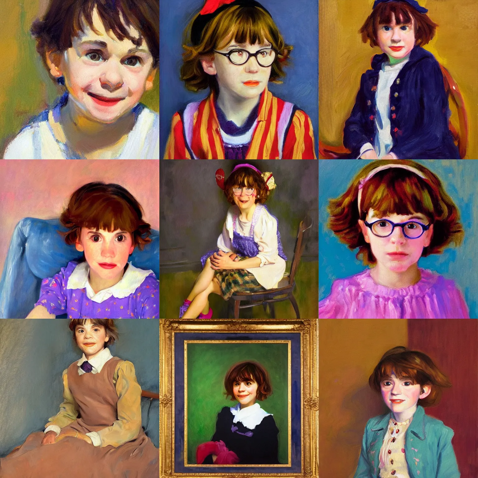 Prompt: portrait of junie b jones, hyperrealistic, in the style of john singer sargent, oil painting