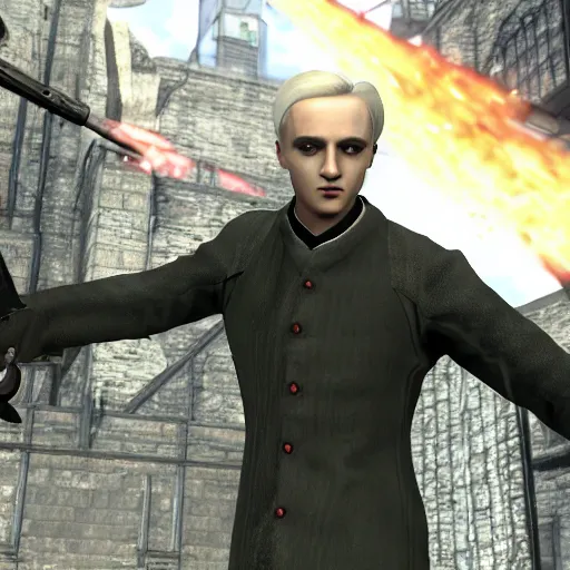 Image similar to Draco Malfoy! in the call of duty zombies map Tranzit, screenshot!!, BO2 Tranzit!!!,