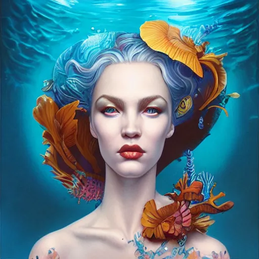 Image similar to underwater queen portrait, Pixar style, by Tristan Eaton Stanley Artgerm and Tom Bagshaw.