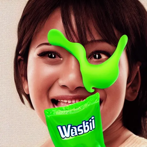 Prompt: an ad for a wasabi toothpaste