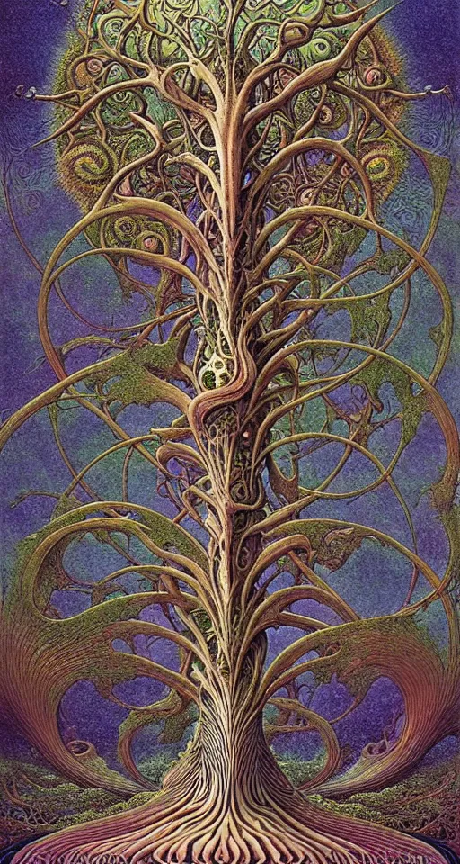 Image similar to tree of life by roger dean and andrew ferez, art forms of nature by ernst haeckel, divine chaos engine, symbolist, visionary, art nouveau, botanical fractal structures, organic, detailed, realistic, surreality