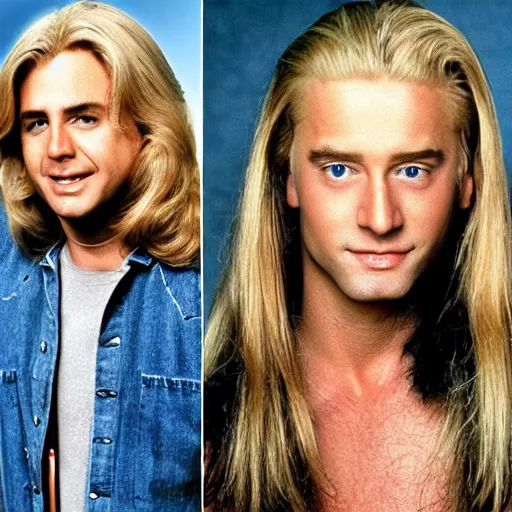 Prompt: beautiful long blond haired man starring in everybody loves raymond