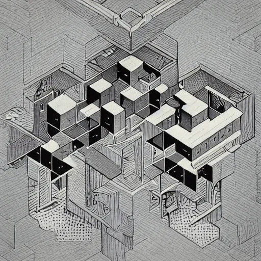 Image similar to isometric art by m. c. escher