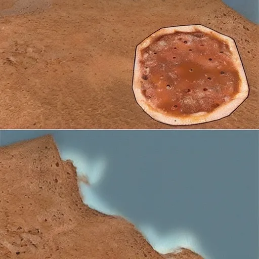 Prompt: nearest place for a pizaa, google maps, on mars