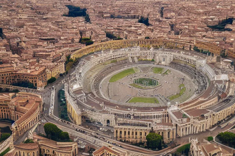 Prompt: vatican city, tilt - shift photography, finely detailed, award - winning, 8 k,