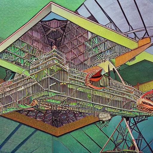 Prompt: a marvel of engineering, full color, realistic, escher, environmental, architectural, bright