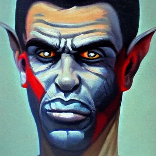 Image similar to beautiful painting of an orc that looks like travis bickle from taxi driver, cinematic lighting