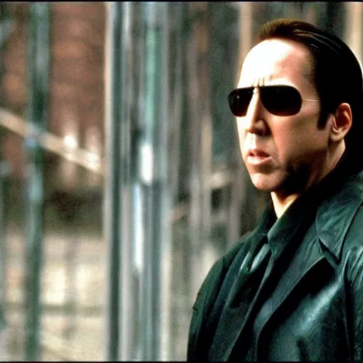 Prompt: nicholas cage in the matrix ( 1 9 9 9 )