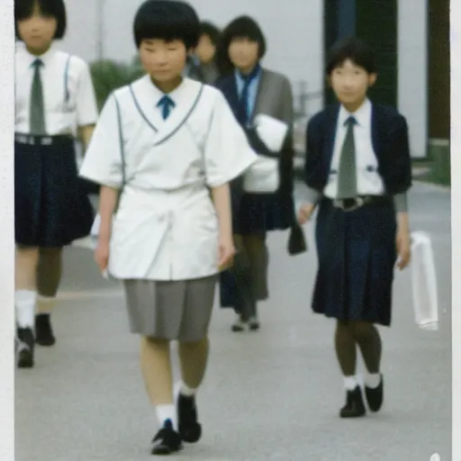 Prompt: japanese middle schooler in school uniform, 3 5 mm courtesy of nhk world japan