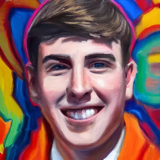 Image similar to oil painting of mr beast