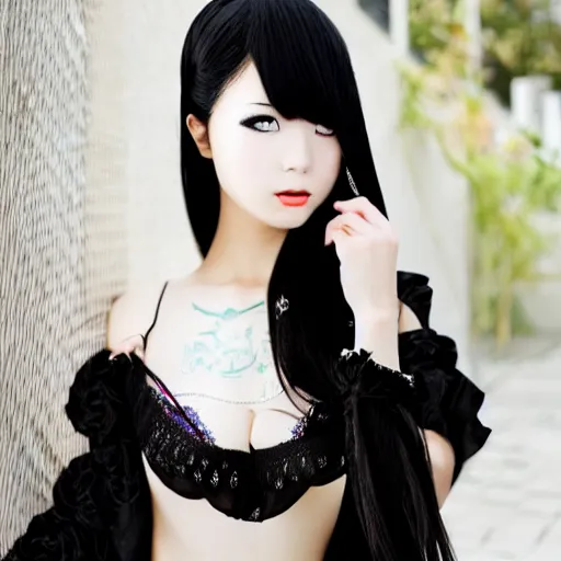 Image similar to beautiful Goth Japanese girl