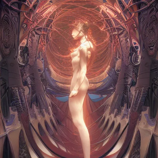 Image similar to a journey through a computer's nightmare, hyperdetailed, 4 k, trending on artstation, dark and gloomy, cinematic, by artgerm, yoshitaka amano, moebius, alphonse mucha