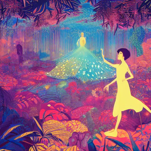 Image similar to disco diffusion painting of the jungle by victo ngai and malika favre, makoto shinkai, masterpiece, contest award winner