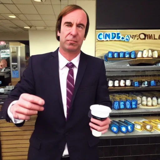 Image similar to saul goodman working at cinnabon, better call saul